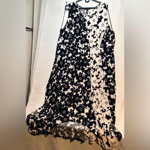 INC Black and White Floral Maxi Dress